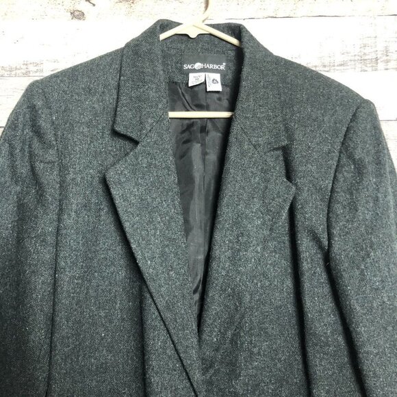 Sag Harbor Woman’s Blazer Jacket Size 10 Wool Gray Lined - Picture 3 of 7